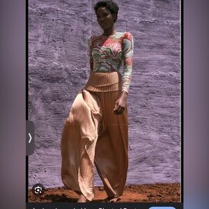 ANDREA IYAMAH Linea Toffee Pleated Peplum Pants Large NWT in Bag